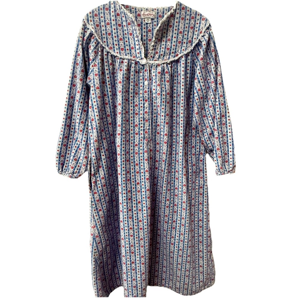 Lanz of Salzburg USA Womens Size‎ M Floral Cotton Flannel Nightgown Cottage